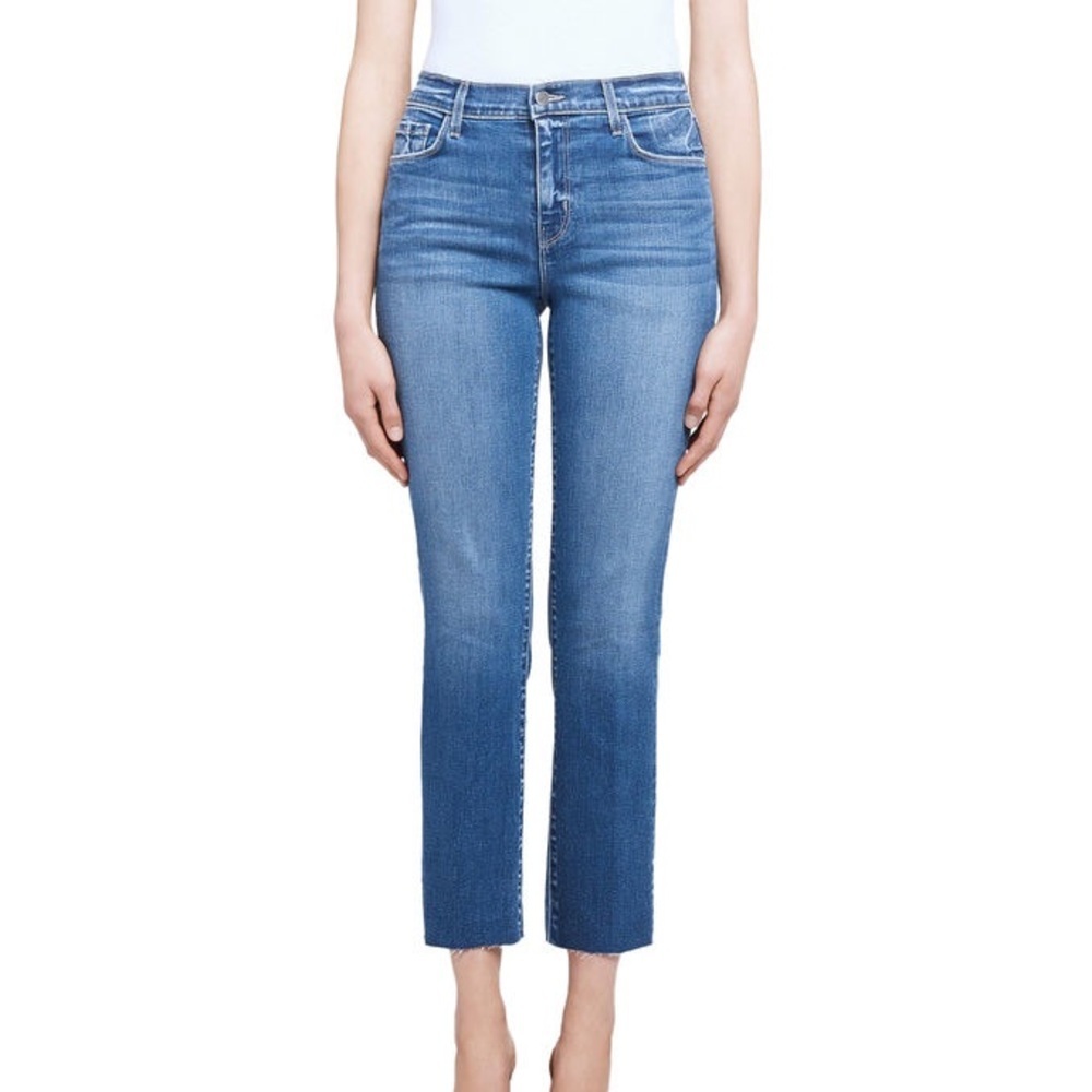 L’agence Sada High Rise Slim-Leg Crop Subtle Stretch Denim Laredo Blue Jeans 29